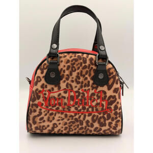 VON DUTCH | Red Leopard Vegan Pony Hair Bowling Bag Crossbody Purse NEW